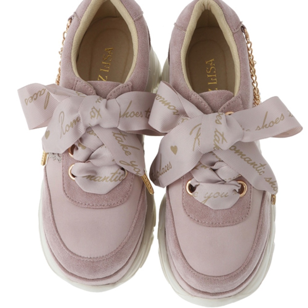 Liz Lisa Pink Side Charm Platform Sneakers Ribbon Lolita Kawaii Jeweled Jfashion - Picture 4 of 16